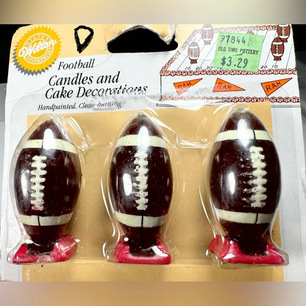 Vintage 1998 Football Candles by Wilton (6) NFL Superbowl Birthday 2